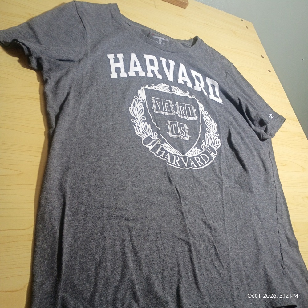 Champion Harvard University T-Shirt, Women 2XL Gray Short Sleeve Graphic Tee